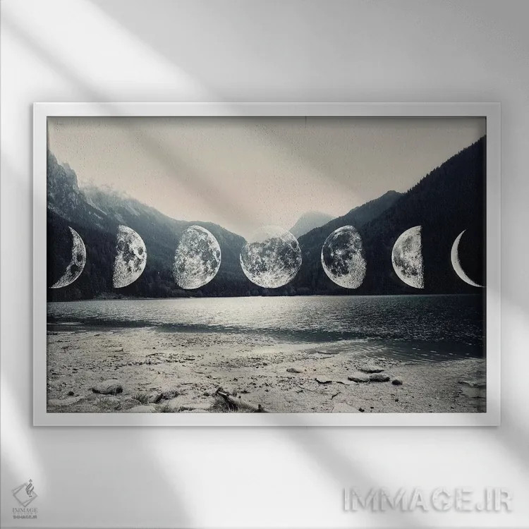 تابلو کوههای نور ماه اثر امانوئلا کاراتونی - نمای قابدار سفید