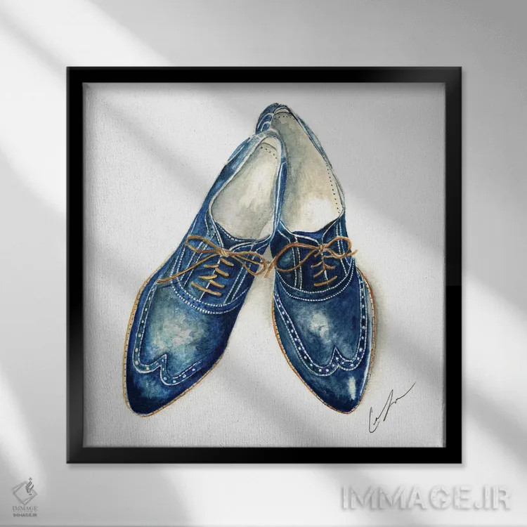 تابلو کفشهای کبالت اثر کلر تامپسون - نمای قابدار مشکی