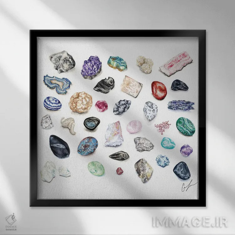 تابلو پوستر سنگ قیمتی اثر کلر تامپسون - نمای قابدار مشکی