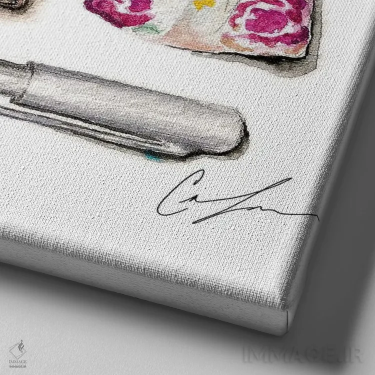 تابلو موارد ضروری اثر کلر تامپسون - نمای نزدیک بافت بوم