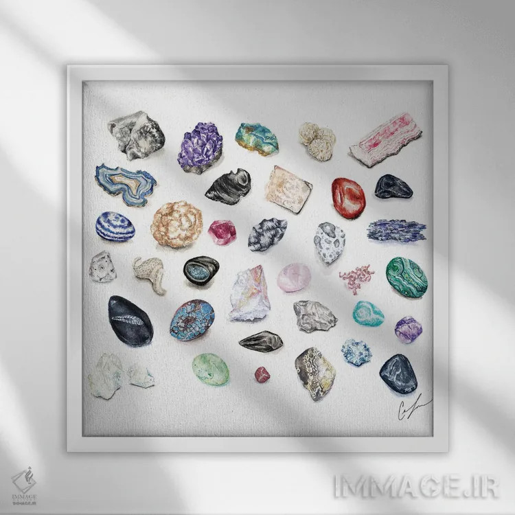 تابلو پوستر سنگ قیمتی اثر کلر تامپسون - نمای قابدار سفید
