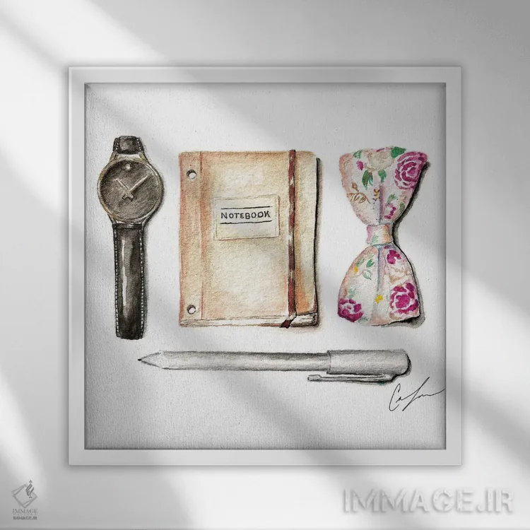 تابلو موارد ضروری اثر کلر تامپسون - نمای قابدار سفید