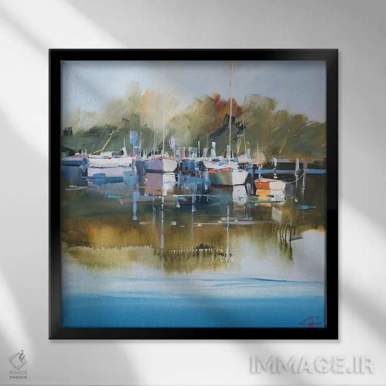 تابلو اسکلههای آرام، متانگ (محل) اثر کریگ تروین پنی - نمای قابدار مشکی