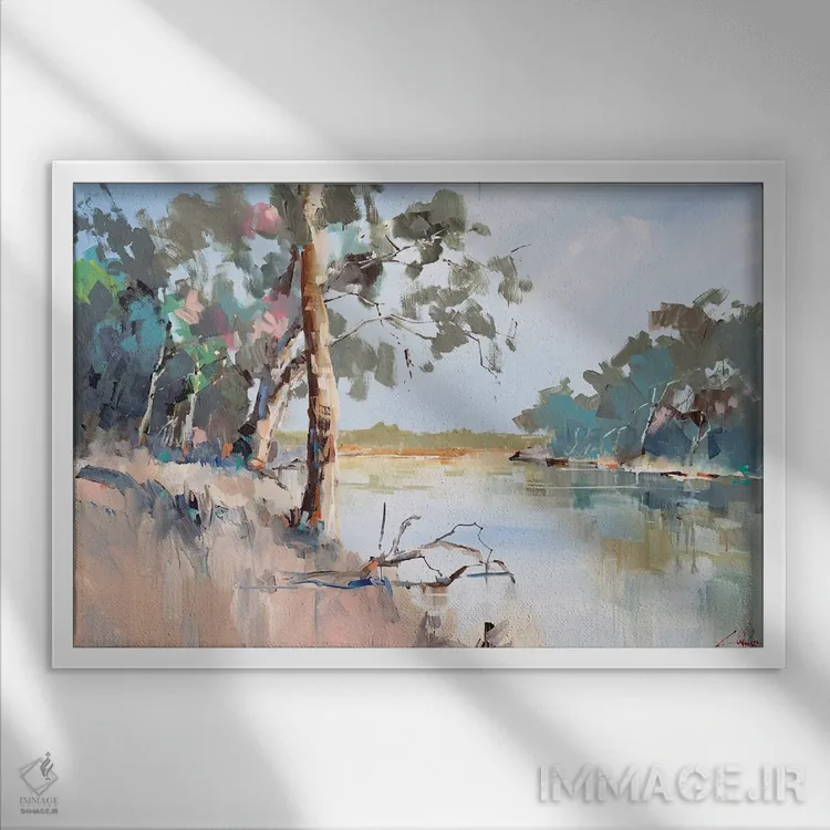 تابلو رود تابستانی، ماری ۲ (رودخانه ماری) اثر کریگ تروین پنی - نمای قابدار سفید