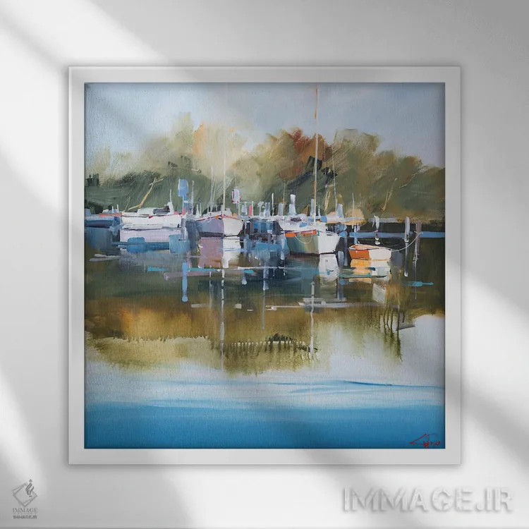 تابلو اسکلههای آرام، متانگ (محل) اثر کریگ تروین پنی - نمای قابدار سفید