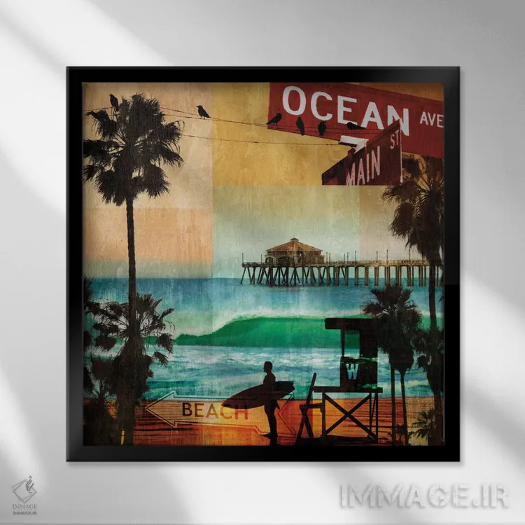 تابلو خیابان اقیانوس اثر چارلی کارتر - نمای قابدار مشکی