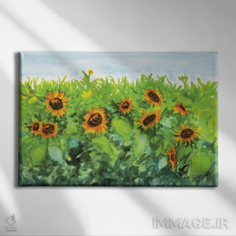 تابلو آفتابگردانهای تابستانی اثر کریستین ریشو - نمای روبهرو روی دیوار