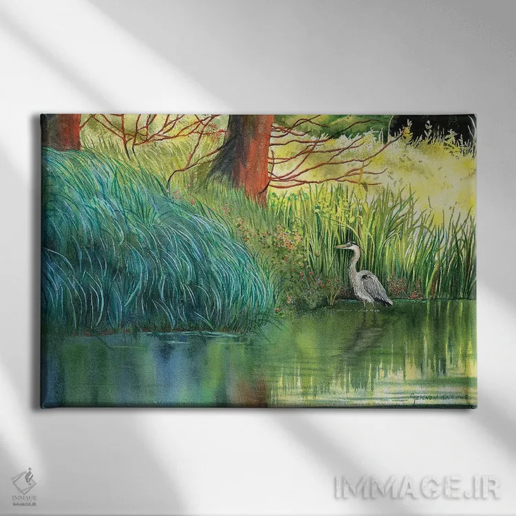 تابلو قدمزنی در پارک اثر کریستین ریشو - نمای روبهرو روی دیوار