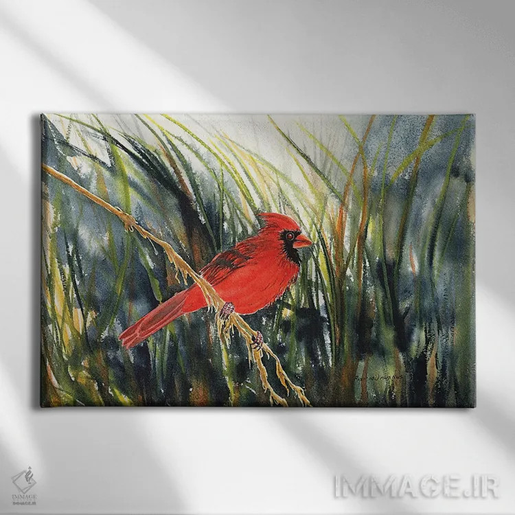 تابلو کارباورال منتظر (پرنده) اثر کریستین ریشو - نمای روبهرو روی دیوار