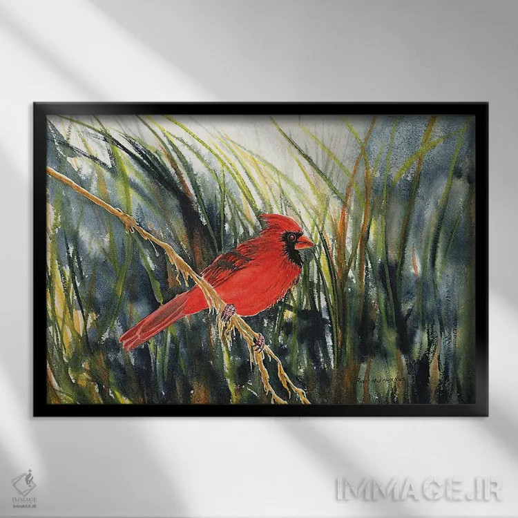 تابلو کارباورال منتظر (پرنده) اثر کریستین ریشو - نمای قابدار مشکی