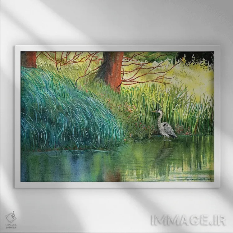 تابلو قدمزنی در پارک اثر کریستین ریشو - نمای قابدار سفید