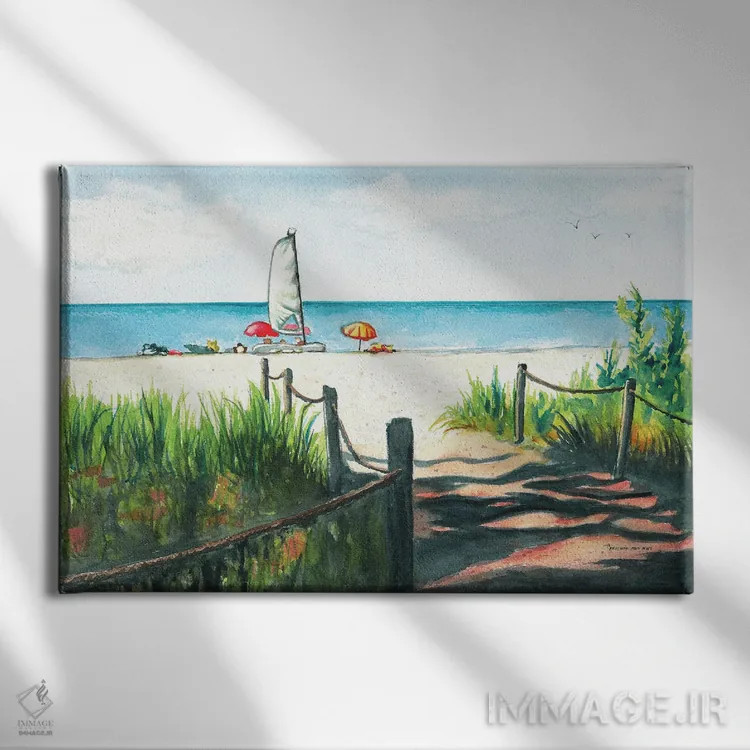 تابلو در انتظار حرکت با قایق اثر کریستین ریشو - نمای روبهرو روی دیوار