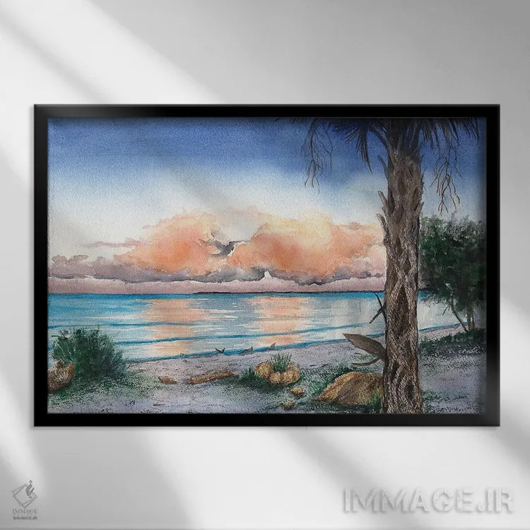 تابلو نزدیک غروب اثر کریستین ریشو - نمای قابدار مشکی