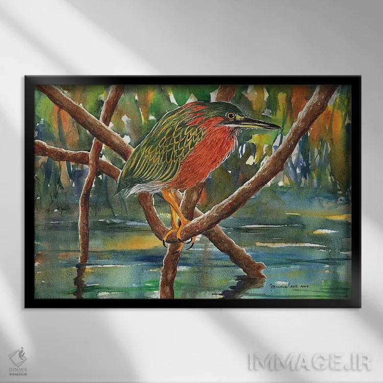 تابلو هتل مانگرو (مانگرو نوعی زیستگاه یا گیاه) اثر کریستین ریشو - نمای قابدار مشکی