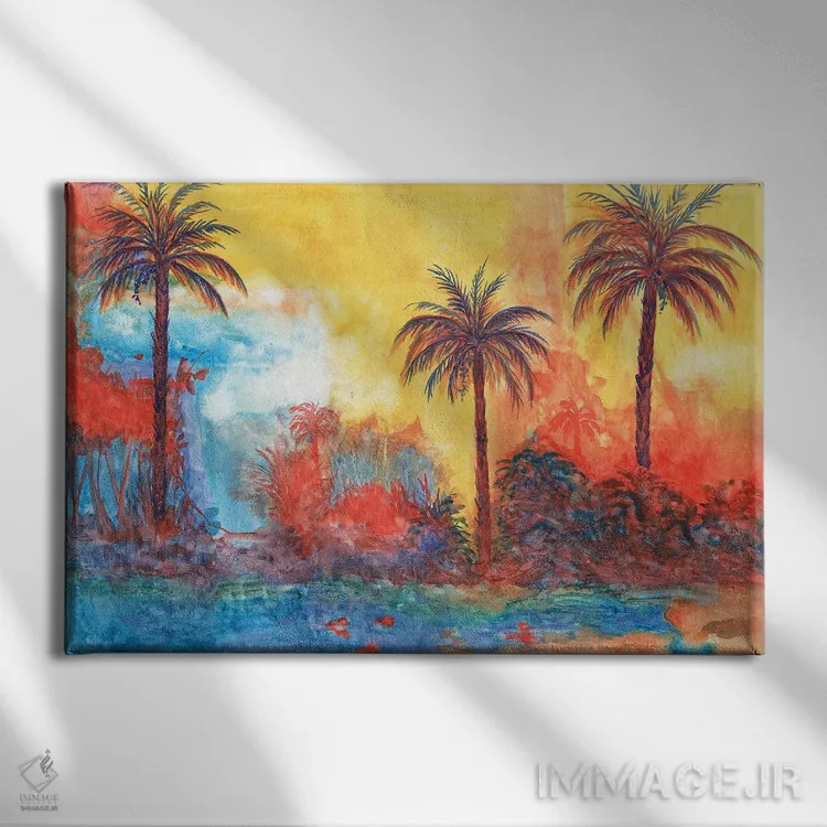 تابلو نخلها اثر کریستین ریشو - نمای روبهرو روی دیوار