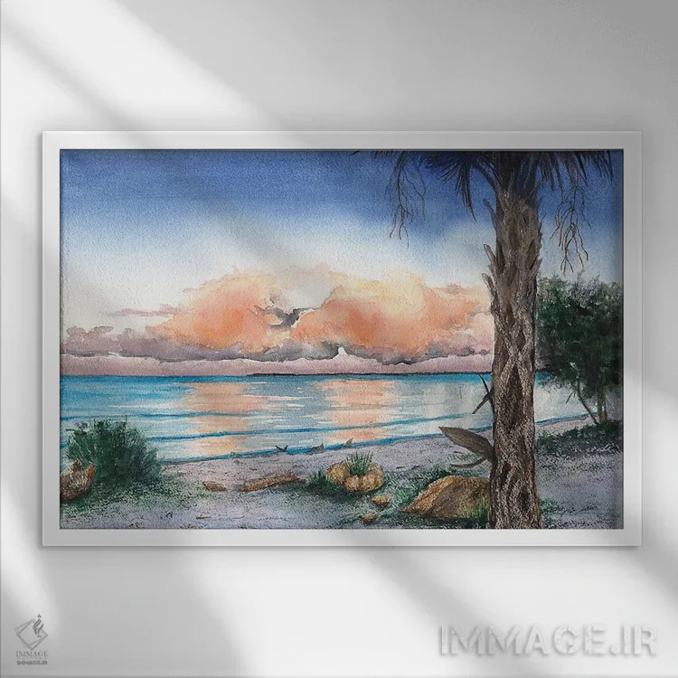 تابلو نزدیک غروب اثر کریستین ریشو - نمای قابدار سفید