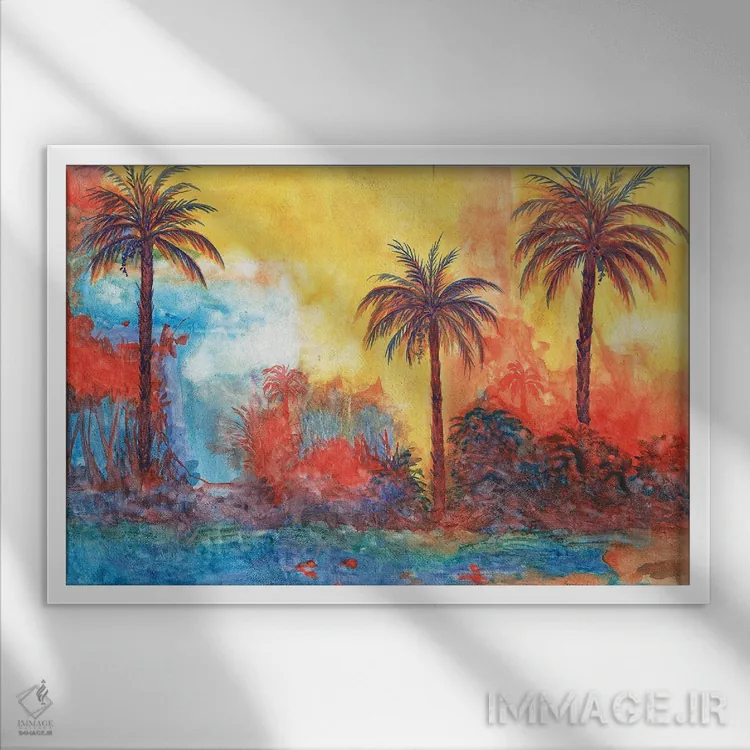 تابلو نخلها اثر کریستین ریشو - نمای قابدار سفید