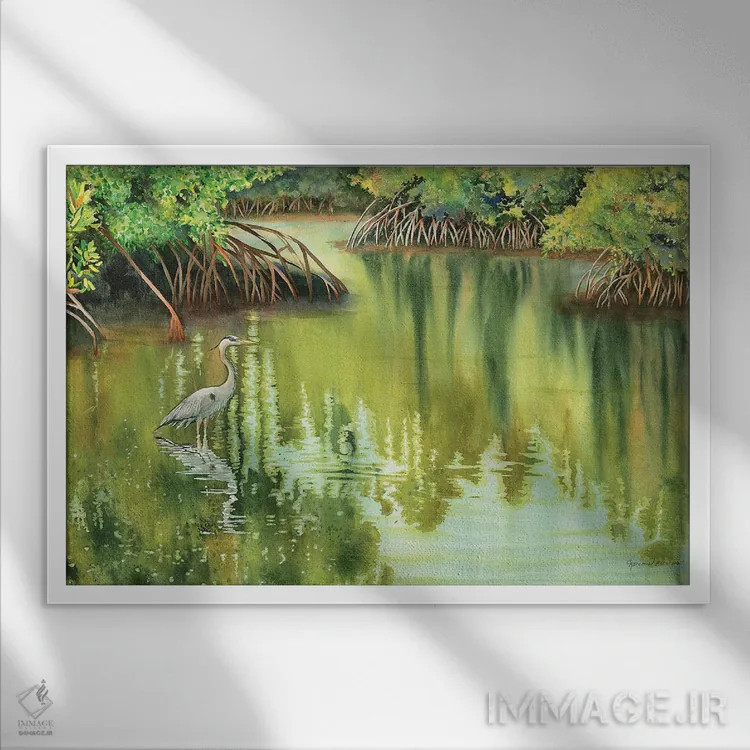 تابلو در آرامش اثر کریستین ریشو - نمای قابدار سفید