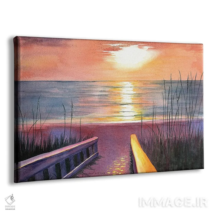 تابلو غروب جوی دریایی اثر کریستین ریشو - نمای پرسپکتیو محصول