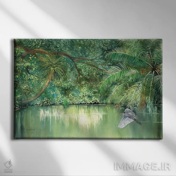 تابلو ساکن رودخانه اثر کریستین ریشو - نمای روبهرو روی دیوار