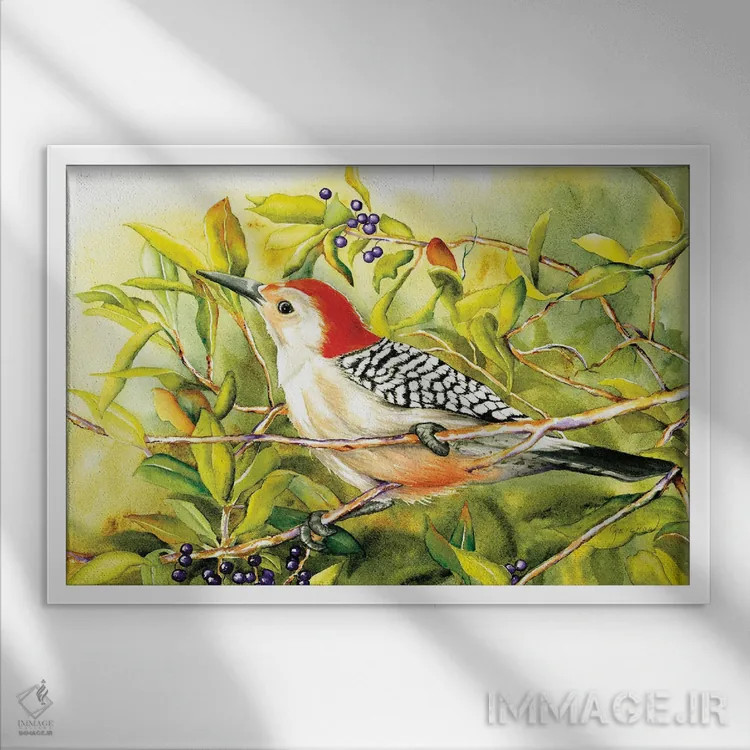 تابلو توتهای بنفش اثر کریستین ریشو - نمای قابدار سفید