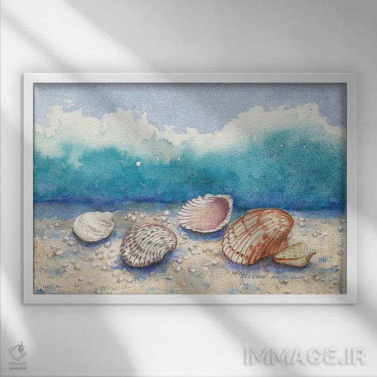 تابلو همصدفها اثر کریستین ریشو - نمای قابدار سفید