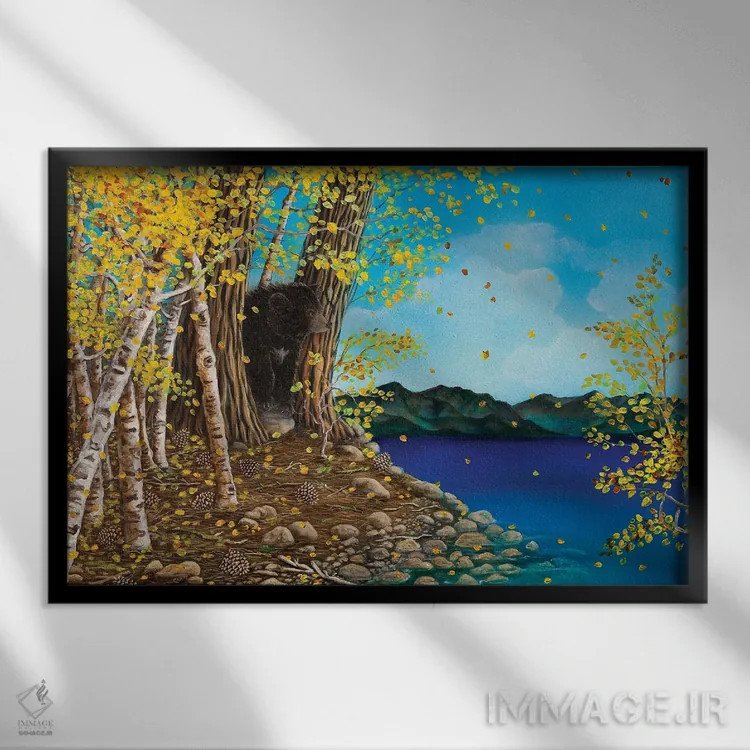 تابلو یک روز پاییزی اثر کتی مککللند - نمای قابدار مشکی