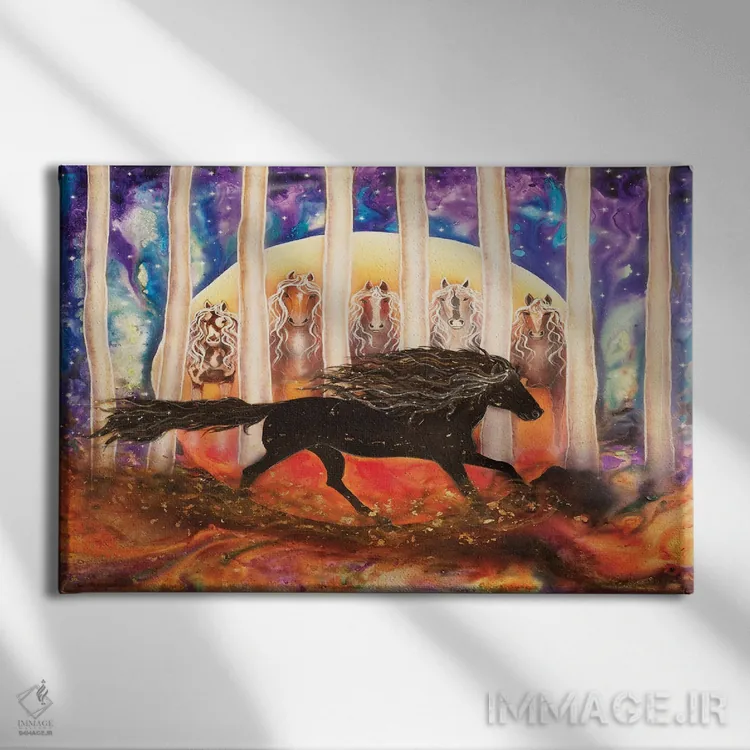 تابلو پرواز به سوی ناشناخته اثر کتی مککللند - نمای روبهرو روی دیوار