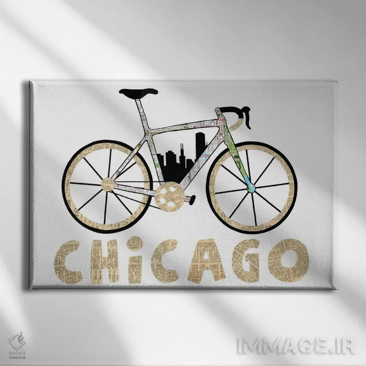 تابلو دوچرخه در شیکاگو اثر پیپر کاتز (استودیو طراحی کاغذی) - نمای روبهرو روی دیوار
