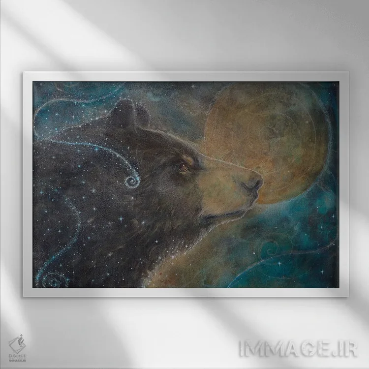 تابلو خاطرهٔ کیهانی اثر کتی مککللند - نمای قابدار سفید