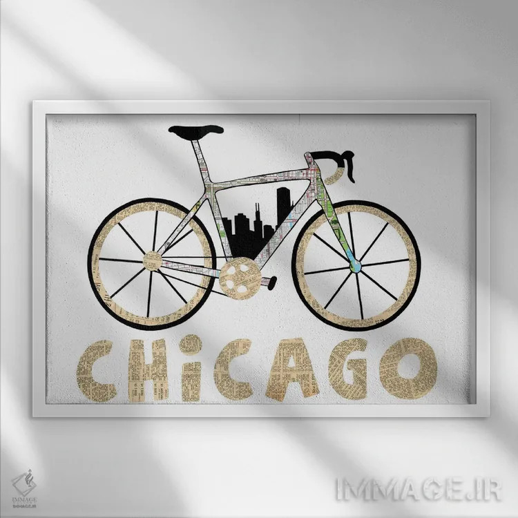 تابلو دوچرخه در شیکاگو اثر پیپر کاتز (استودیو طراحی کاغذی) - نمای قابدار سفید