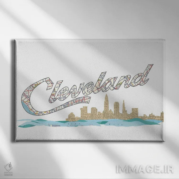 تابلو افق اسکریپت کلیولند اثر پیپر کاتز (استودیو طراحی کاغذی) - نمای روبهرو روی دیوار