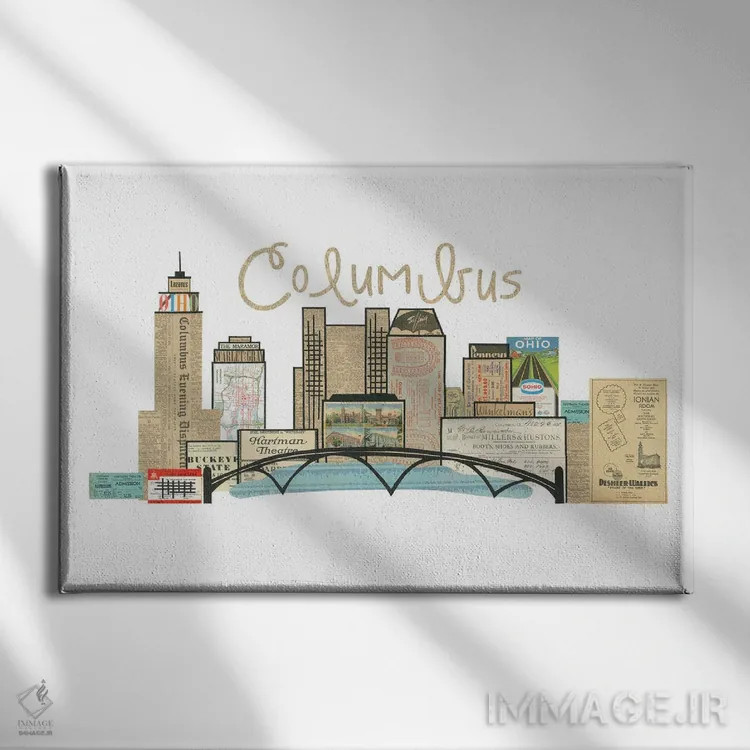 تابلو خط افق افقی کلمبوس اوهایو اثر پیپر کاتز (استودیو طراحی کاغذی) - نمای روبهرو روی دیوار