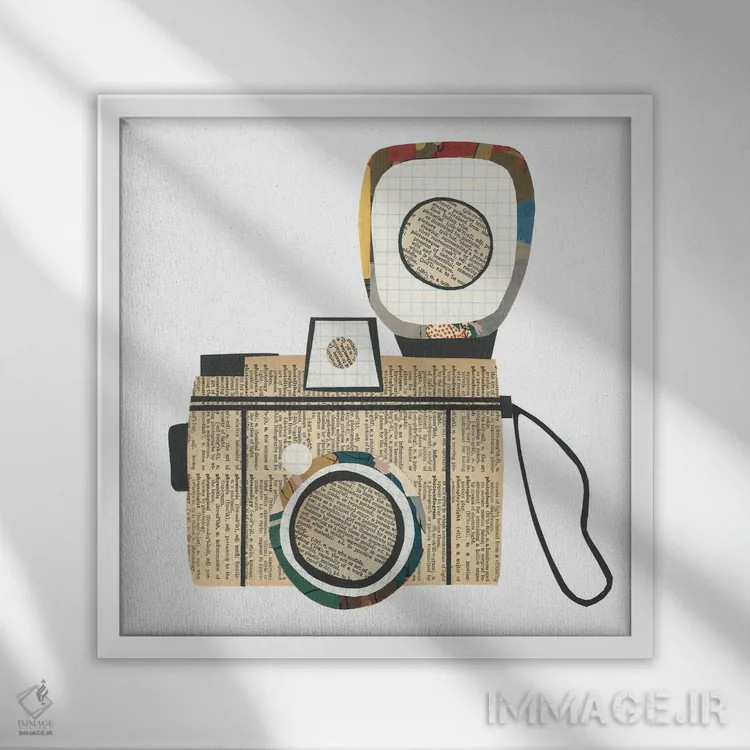 تابلو دوربین عکاسی اثر پیپر کاتز (استودیو طراحی کاغذی) - نمای قابدار سفید