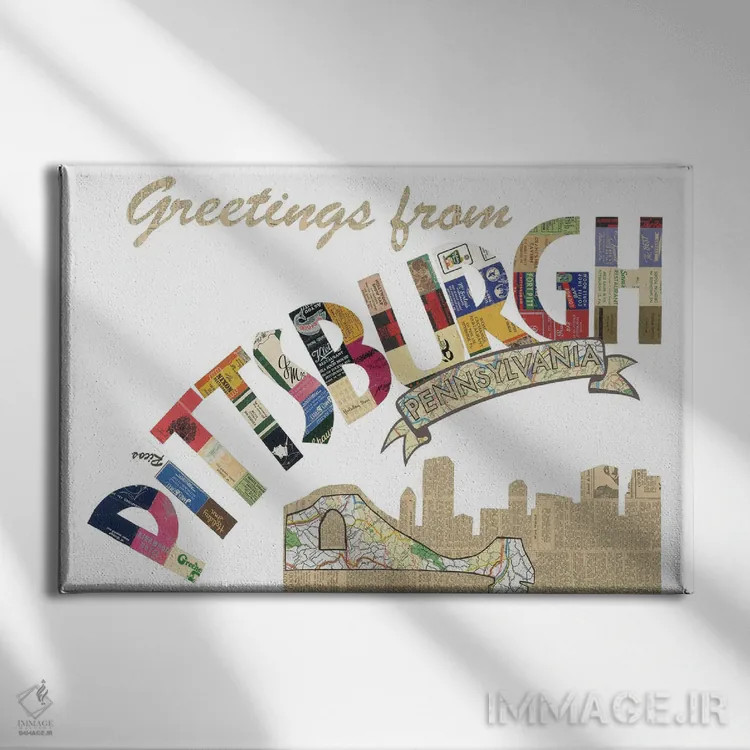 تابلو درود از پیتسبورگ اثر پیپر کاتز (استودیو طراحی کاغذی) - نمای روبهرو روی دیوار