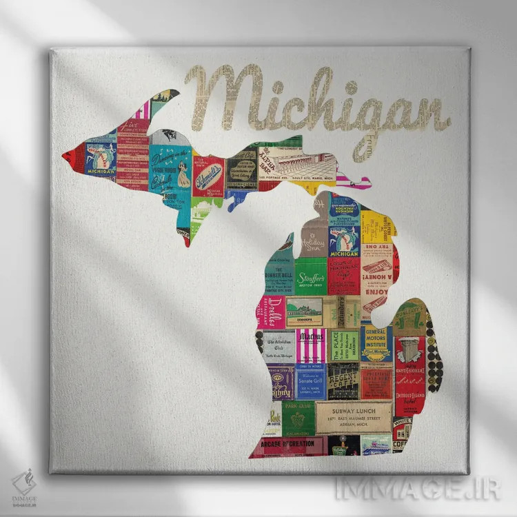 تابلو دفتر کبریت میشیگان اثر پیپر کاتز (استودیو طراحی کاغذی) - نمای روبهرو روی دیوار