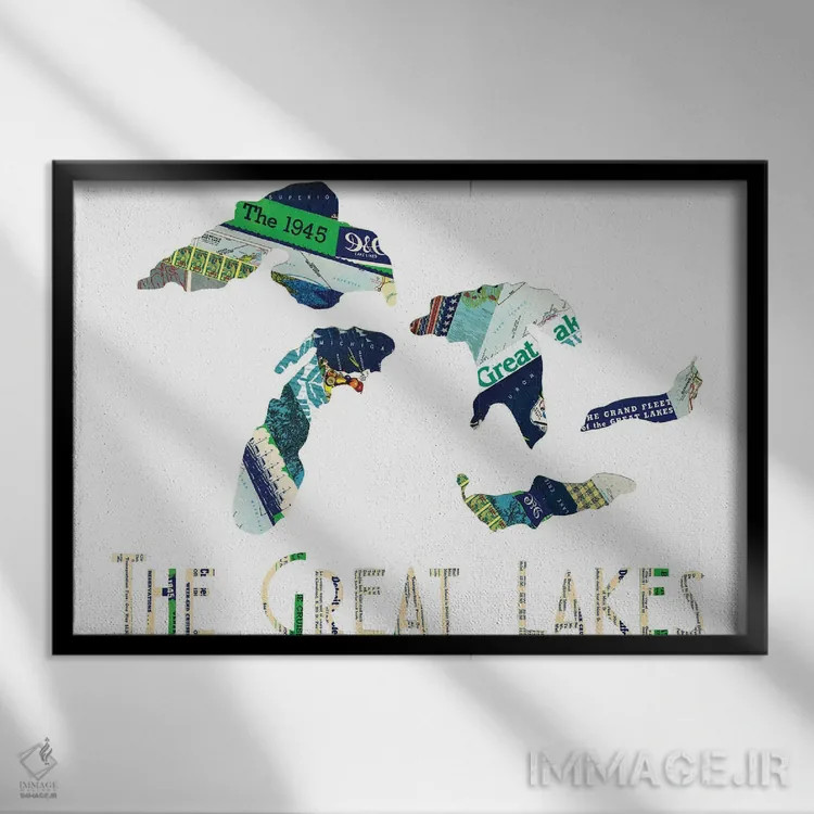 تابلو دریاچههای بزرگ اثر پیپر کاتز (استودیو طراحی کاغذی) - نمای قابدار مشکی