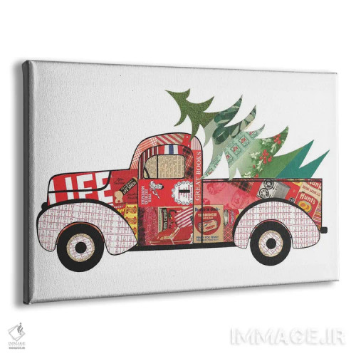 تابلو کامیون قرمز با درخت کریسمس اثر پیپر کاتز (استودیو طراحی کاغذی) - نمای پرسپکتیو محصول