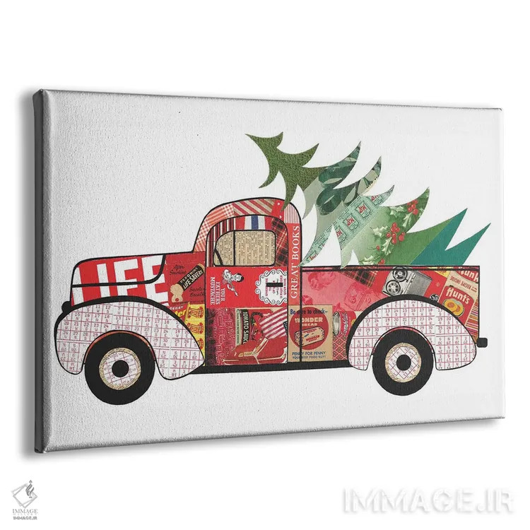 تابلو کامیون قرمز با درخت کریسمس اثر پیپر کاتز (استودیو طراحی کاغذی) - نمای پرسپکتیو محصول