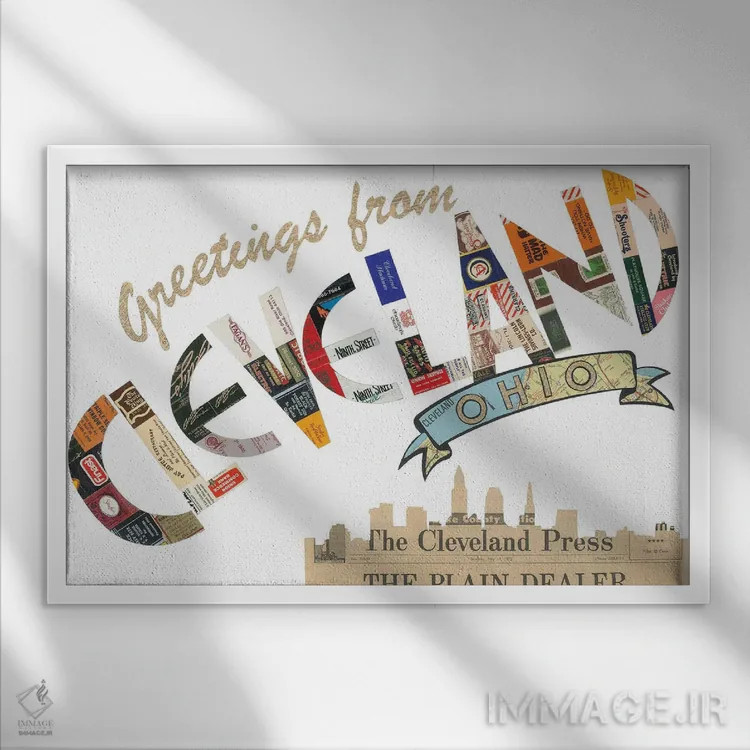 تابلو درود از کلیولند اثر پیپر کاتز (استودیو طراحی کاغذی) - نمای قابدار سفید