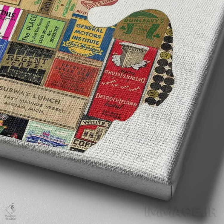تابلو دفتر کبریت میشیگان اثر پیپر کاتز (استودیو طراحی کاغذی) - نمای نزدیک بافت بوم