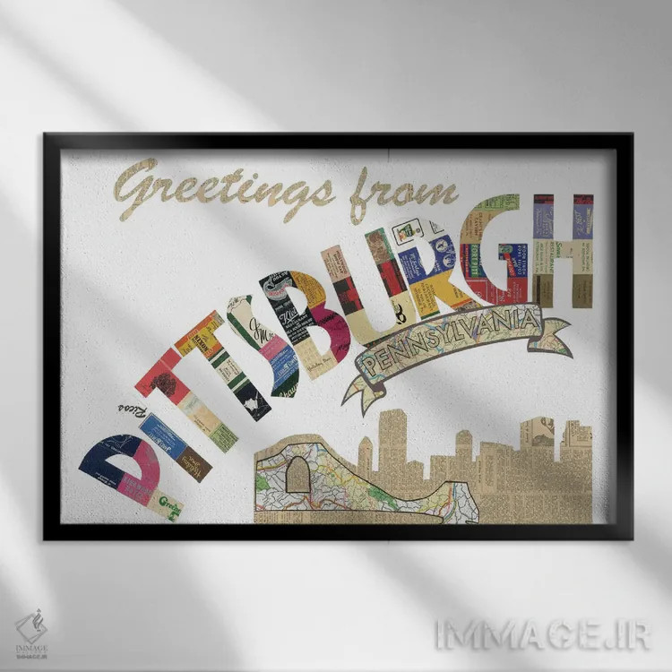 تابلو درود از پیتسبورگ اثر پیپر کاتز (استودیو طراحی کاغذی) - نمای قابدار مشکی