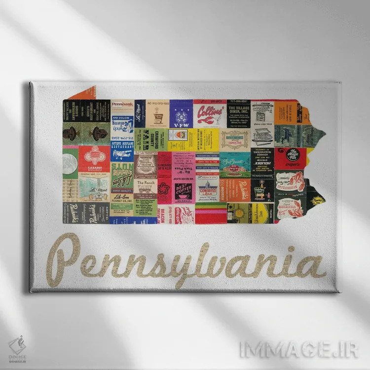 تابلو دفتر کبریت پنسیلوانیا اثر پیپر کاتز (استودیو طراحی کاغذی) - نمای روبهرو روی دیوار