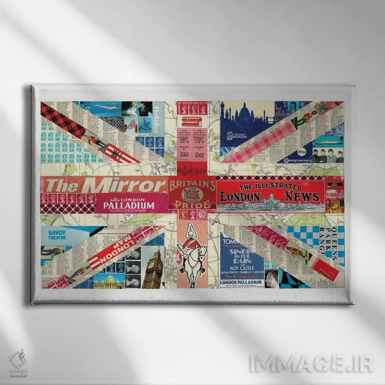 تابلو پرچم بریتانیا (Union Jack) اثر پیپر کاتز (استودیو طراحی کاغذی) - نمای روبهرو روی دیوار
