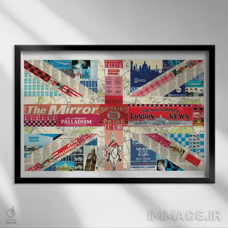تابلو پرچم بریتانیا (Union Jack) اثر پیپر کاتز (استودیو طراحی کاغذی) - نمای قابدار مشکی