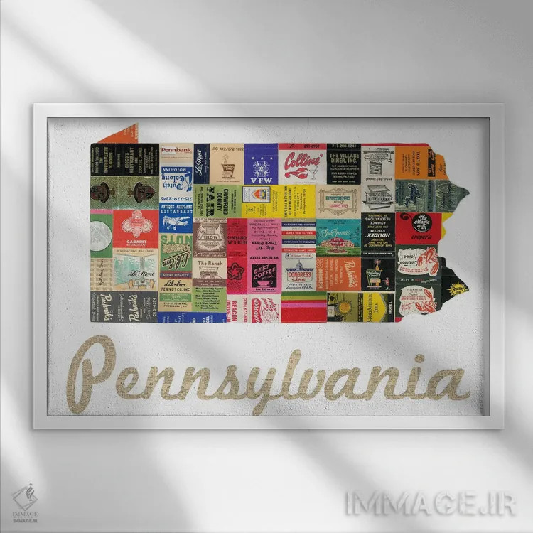 تابلو دفتر کبریت پنسیلوانیا اثر پیپر کاتز (استودیو طراحی کاغذی) - نمای قابدار سفید