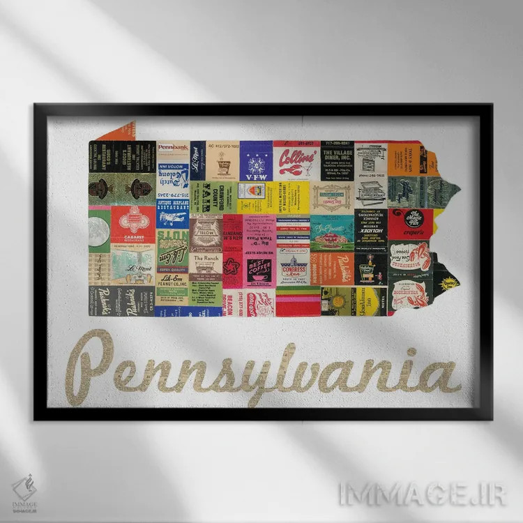 تابلو دفتر کبریت پنسیلوانیا اثر پیپر کاتز (استودیو طراحی کاغذی) - نمای قابدار مشکی