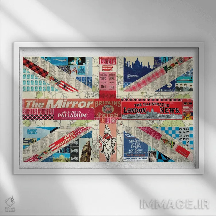 تابلو پرچم بریتانیا (Union Jack) اثر پیپر کاتز (استودیو طراحی کاغذی) - نمای قابدار سفید