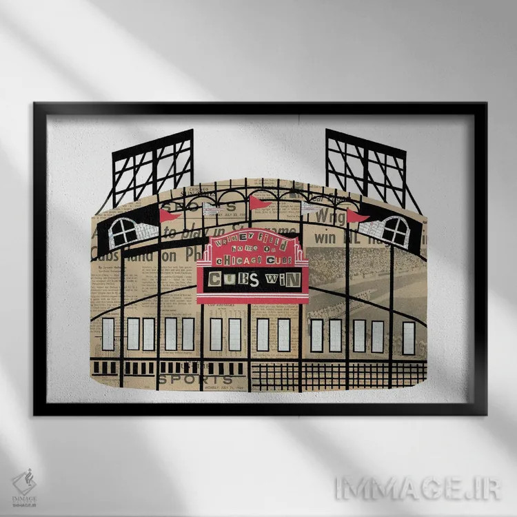 تابلو ورزشگاه ریگلی (شیکاگو) اثر پیپر کاتز (استودیو طراحی کاغذی) - نمای قابدار مشکی
