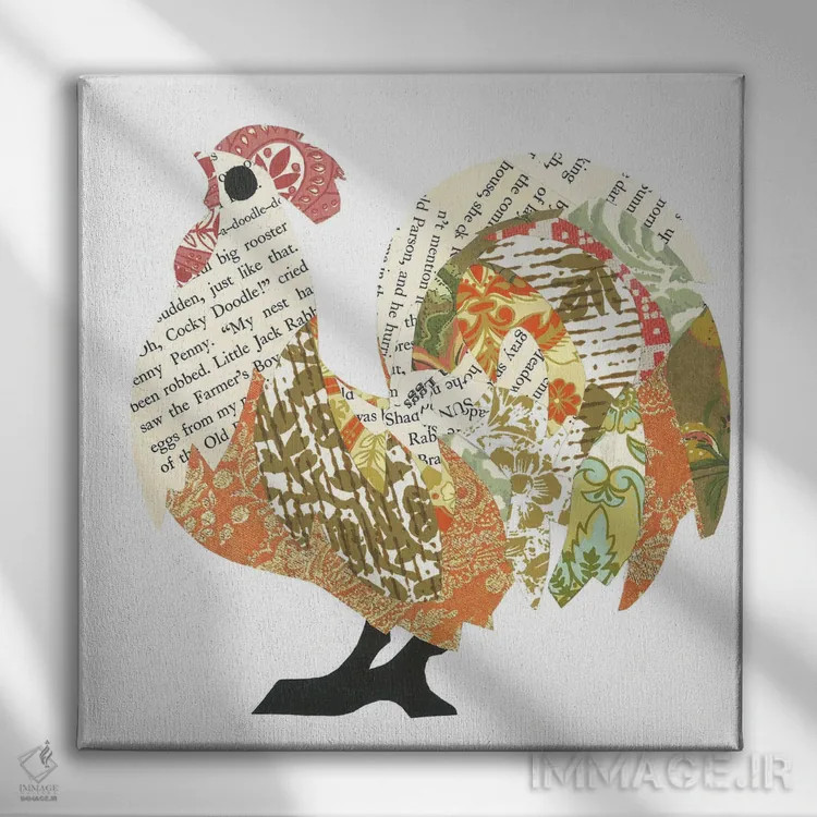 تابلو خروس اثر پیپر کاتز (استودیو طراحی کاغذی) - نمای روبهرو روی دیوار